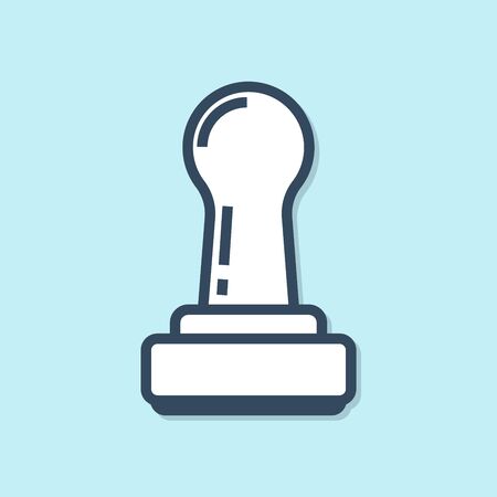 Blue line Stamp icon isolated on blue background. Vector Illustrationのイラスト素材