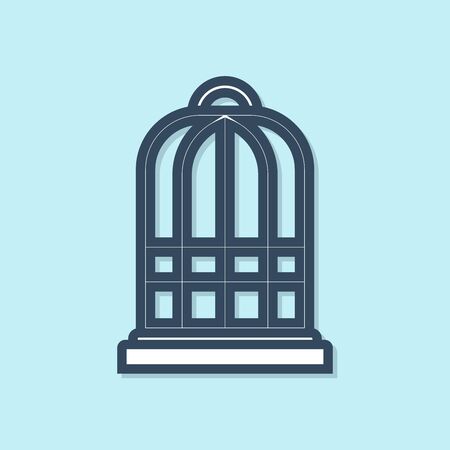 Blue line Cage for birds icon isolated on blue background. Vector Illustrationのイラスト素材
