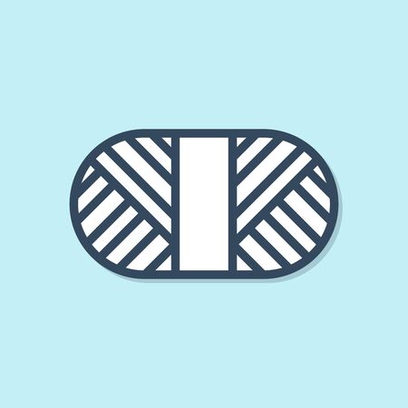 Blue line Sewing thread on spool icon isolated on blue background. Yarn spool. Thread bobbin. Vector Illustrationのイラスト素材