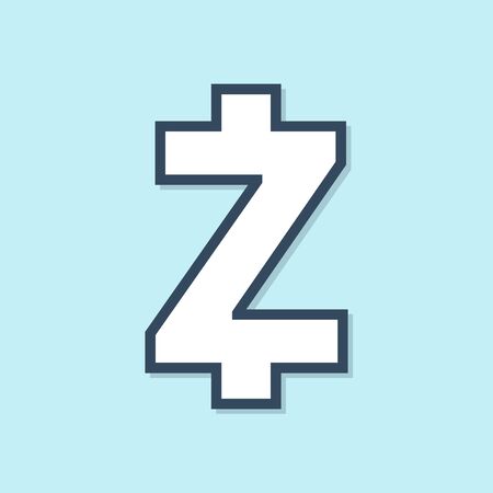 Blue line Cryptocurrency coin Zcash ZEC icon isolated on blue background. Altcoin symbol. Blockchain based secure crypto currency. Vector Illustrationのイラスト素材