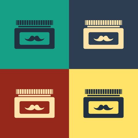 Color Cream or lotion cosmetic jar icon isolated on color background. Body care products for men. Vintage style drawing. Vector Illustrationのイラスト素材