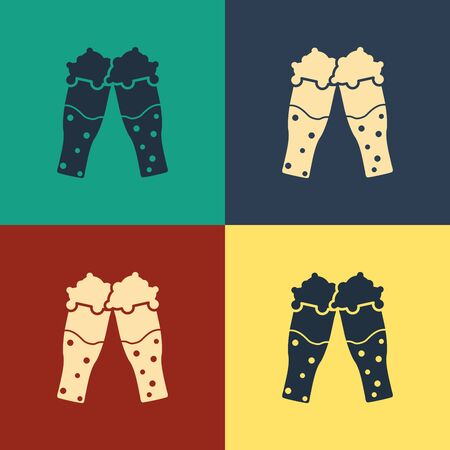 Color Glass of beer icon isolated on color background. Vintage style drawing. Vector Illustrationのイラスト素材