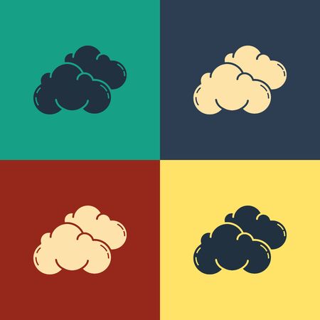 Color Cloud icon isolated on color background. Vintage style drawing. Vector Illustrationのイラスト素材