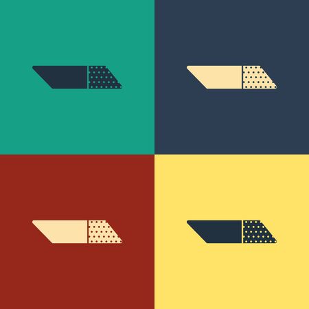 Color Eraser or rubber icon isolated on color background. Vintage style drawing. Vector Illustrationのイラスト素材