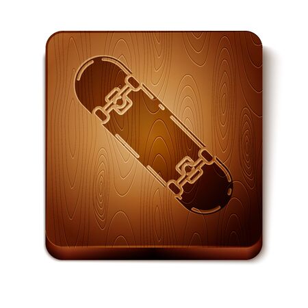 Brown Skateboard icon isolated on white background. Extreme sport. Sport equipment. Wooden square button. Vector Illustrationのイラスト素材