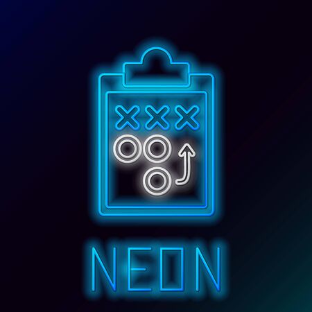 Blue glowing neon line Planning strategy concept icon isolated on black background. Soccer or american football cup formation and tactic. Colorful outline concept. Vector Illustrationのイラスト素材