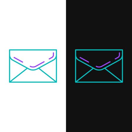 Green and purple line Envelope icon isolated on white and black background. Email message letter symbol. Vector Illustrationのイラスト素材