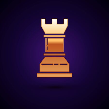 Gold Business strategy icon isolated on dark blue background. Chess symbol. Game, management, finance. Vector Illustrationのイラスト素材