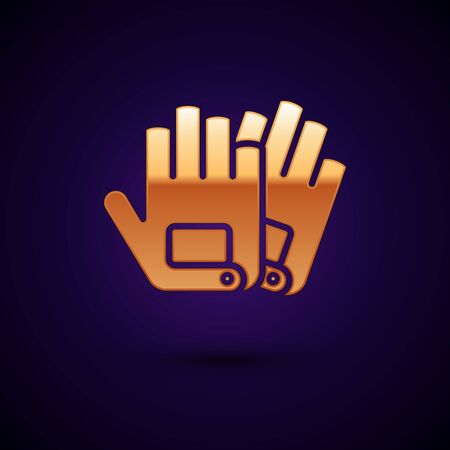 Gold Gloves icon isolated on dark blue background. Extreme sport. Sport equipment. Vector Illustrationのイラスト素材