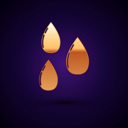 Gold Water drop icon isolated on dark blue background. Vector Illustrationのイラスト素材