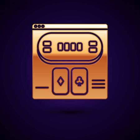 Gold Online poker table game icon isolated on dark blue background. Online casino. Vector Illustrationのイラスト素材