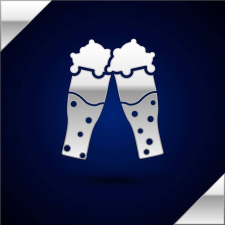 Silver Glass of beer icon isolated on dark blue background. Vector Illustrationのイラスト素材