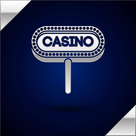 Silver Casino signboard icon isolated on dark blue background. Vector Illustrationのイラスト素材