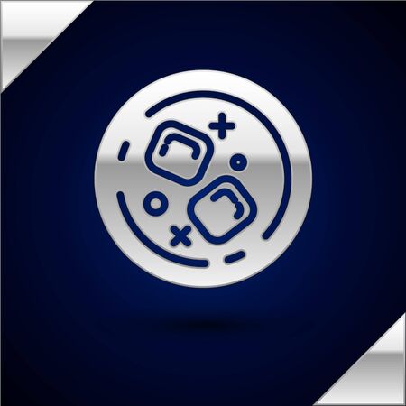 Silver Glass of whiskey and ice cubes icon isolated on dark blue background. Vector Illustrationのイラスト素材