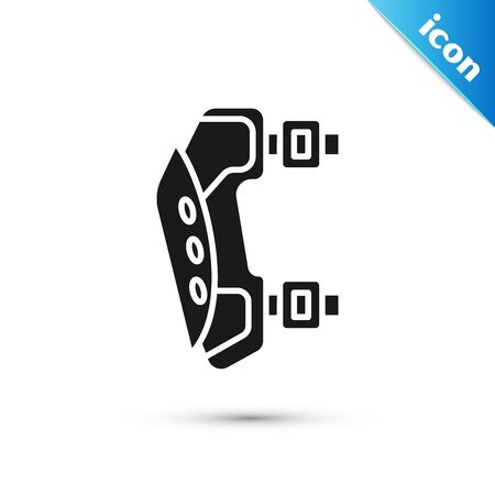 Black Knee pads icon isolated on white background. Extreme sport. Sport equipment. Skateboarding, bicycle, roller skating protective gear. Vector Illustrationのイラスト素材