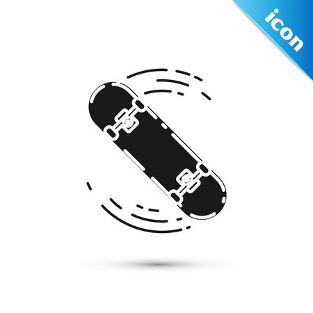 Black Skateboard trick icon isolated on white background. Extreme sport. Sport equipment. Vector Illustrationのイラスト素材