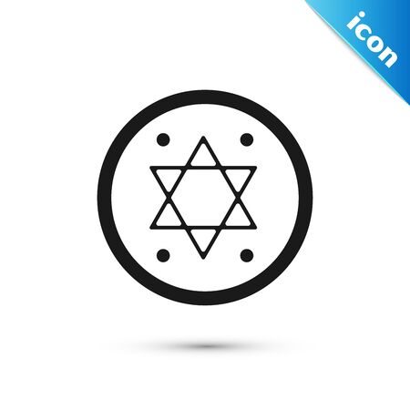 Black Jewish coin icon isolated on white background. Currency symbol. Vector Illustrationのイラスト素材