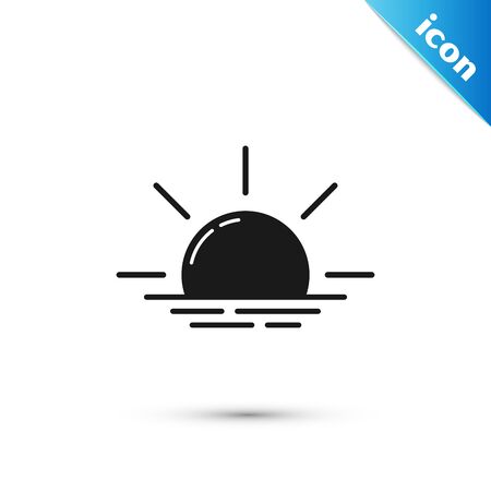 Black Sunrise icon isolated on white background. Vector Illustrationのイラスト素材