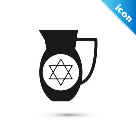 Black Decanter with star of david icon isolated on white background. Pottery jug. Organic product in carafe. Vector Illustrationのイラスト素材