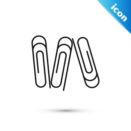 Black Paper clip icon isolated on white background. Vector Illustrationのイラスト素材