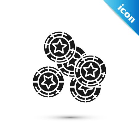 Black Casino chips icon isolated on white background. Casino gambling. Vector Illustrationのイラスト素材