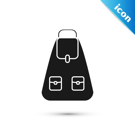 Black School backpack icon isolated on white background. Vector Illustrationのイラスト素材
