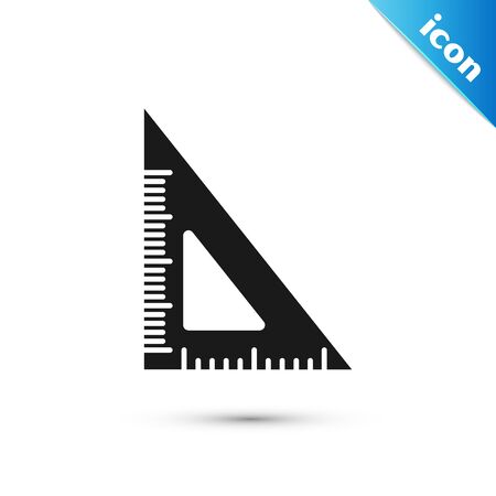 Black Triangular ruler icon isolated on white background. Straightedge symbol. Geometric symbol. Vector Illustrationのイラスト素材