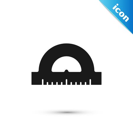 Black Protractor grid for measuring degrees icon isolated on white background. Tilt angle meter. Measuring tool. Geometric symbol. Vector Illustrationのイラスト素材