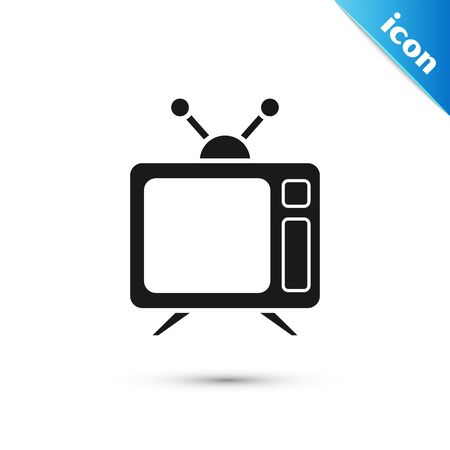 Black Tv icon isolated on white background. Television sign. Vector Illustrationのイラスト素材