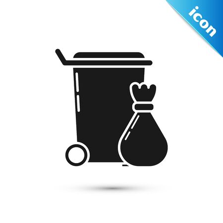 Black Trash can icon isolated on white background. Garbage bin sign. Recycle basket icon. Office trash icon. Vector Illustrationのイラスト素材