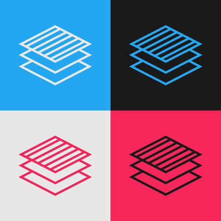 Color line Textile fabric roll icon isolated on color background. Roll, mat, rug, cloth, carpet or paper roll icon. Vintage style drawing. Vector Illustrationのイラスト素材