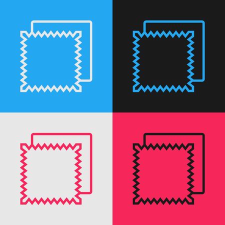 Color line Textile fabric roll icon isolated on color background. Roll, mat, rug, cloth, carpet or paper roll icon. Vintage style drawing. Vector Illustrationのイラスト素材