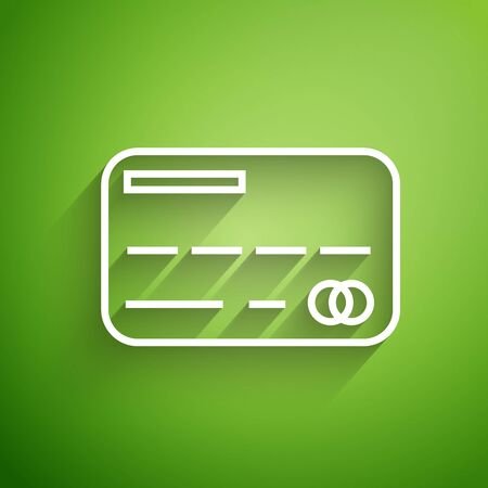 White line Credit card icon isolated on green background. Online payment. Cash withdrawal. Financial operations. Shopping sign. Vector Illustrationのイラスト素材
