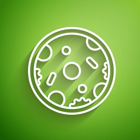 White line Pizza icon isolated on green background. Fast food menu. Vector Illustrationのイラスト素材