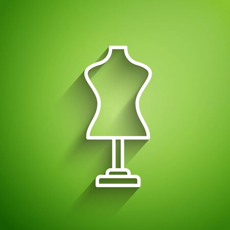 White line Mannequin icon isolated on green background. Tailor dummy. Vector Illustrationのイラスト素材