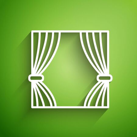 White line Curtain icon isolated on green background. For theater scene backdrop, concert grand opening or cinema premiere. Vector Illustrationのイラスト素材