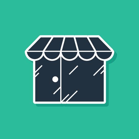 Blue Barbershop building icon isolated on green background. Vector Illustrationのイラスト素材