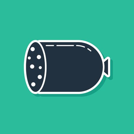 Blue Salami sausage icon isolated on green background. Meat delicatessen product. Vector Illustrationのイラスト素材