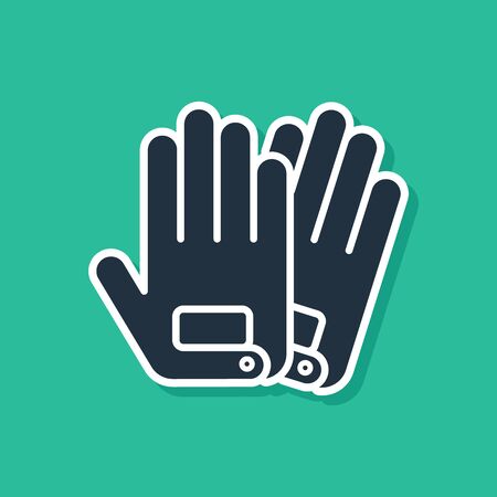Blue Gloves icon isolated on green background. Extreme sport. Sport equipment. Vector Illustrationのイラスト素材