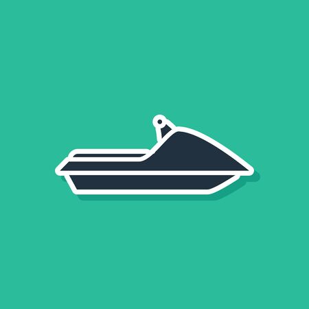 Blue Jet ski icon isolated on green background. Water scooter. Extreme sport. Vector Illustrationのイラスト素材