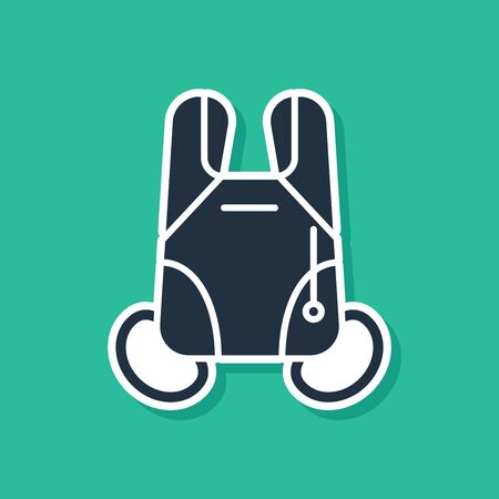 Blue Parachute icon isolated on green background. Extreme sport. Sport equipment. Vector Illustrationのイラスト素材