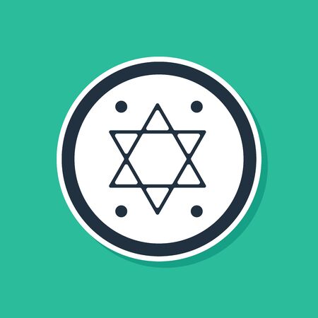 Blue Jewish coin icon isolated on green background. Currency symbol. Vector Illustrationのイラスト素材