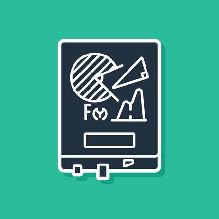 Blue Board with graph chart icon isolated on green background. Report text file icon. Accounting sign. Audit, analysis, planning. Vector Illustrationのイラスト素材