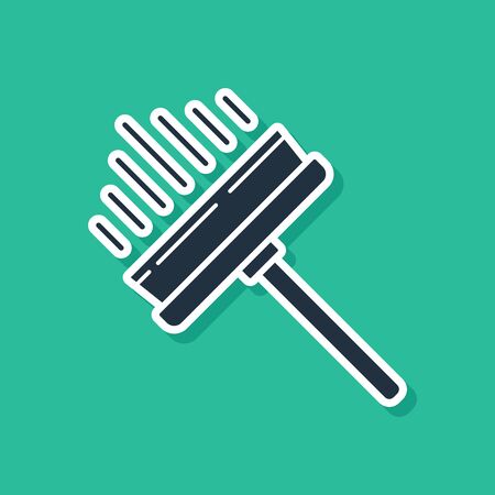 Blue Cleaning service with of rubber cleaner icon isolated on green background. Squeegee, scraper, wiper. Vector Illustrationのイラスト素材