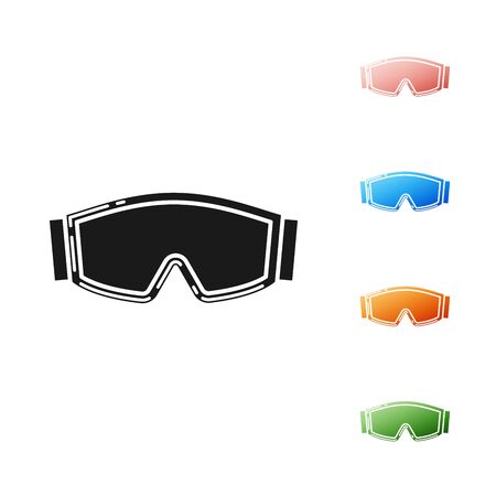 Black Ski goggles icon isolated on white background. Extreme sport. Sport equipment. Set icons colorful. Vector Illustrationのイラスト素材