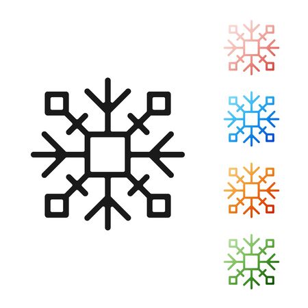 Black Snowflake icon isolated on white background. Set icons colorful. Vector Illustrationのイラスト素材