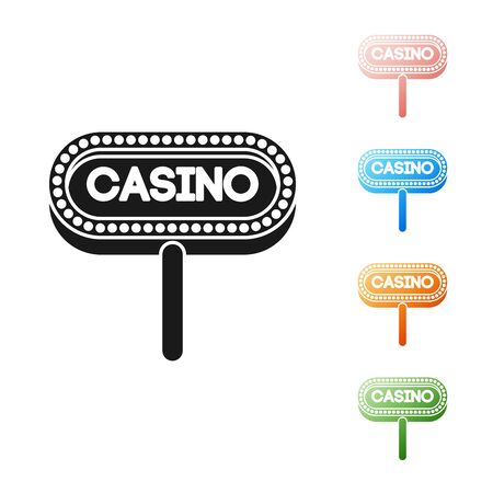 Black Casino signboard icon isolated on white background. Set icons colorful. Vector Illustrationのイラスト素材