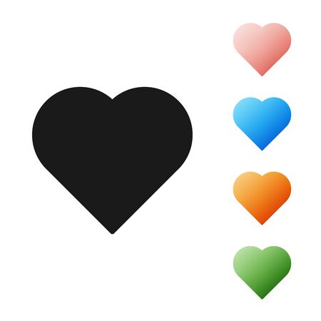 Black Playing card with heart symbol icon isolated on white background. Casino gambling. Set icons colorful. Vector Illustrationのイラスト素材