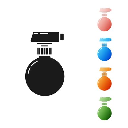 Black Cleaning spray bottle with detergent liquid icon isolated on white background. Set icons colorful. Vector Illustrationのイラスト素材