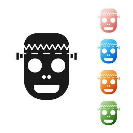 Black Zombie mask icon isolated on white background. Happy Halloween party. Set icons colorful. Vector Illustrationのイラスト素材